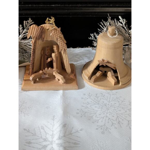 Hand Carved Olive Wood Nativity Scene Bethlehem Mini Figurine Set Lot Christmas - Picture 1 of 10